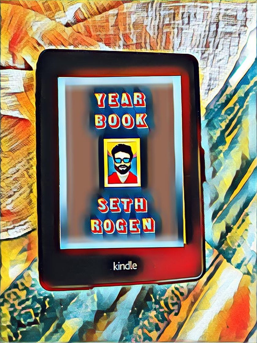 edited colourful and exaggerated picture of the cover of Yearbook by seth rogen
