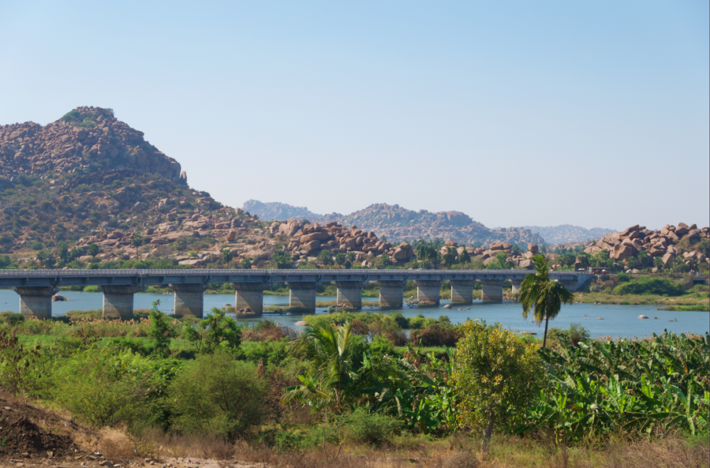 Hampi bridge over the tungabhadra river