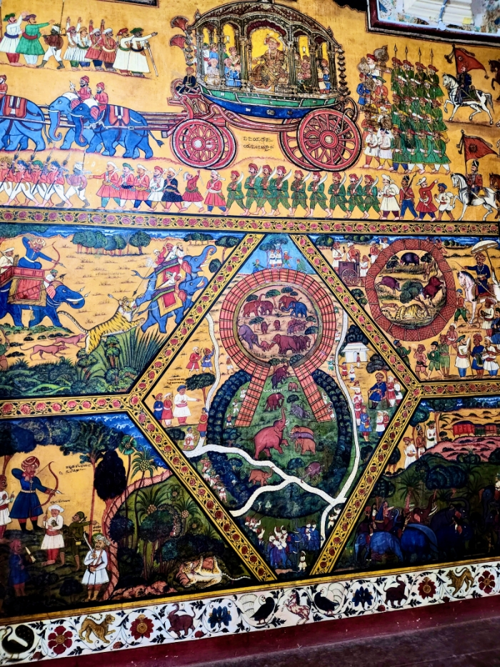 A painted mural inside the Jaganmohan Palace Art Gallery in mysuru